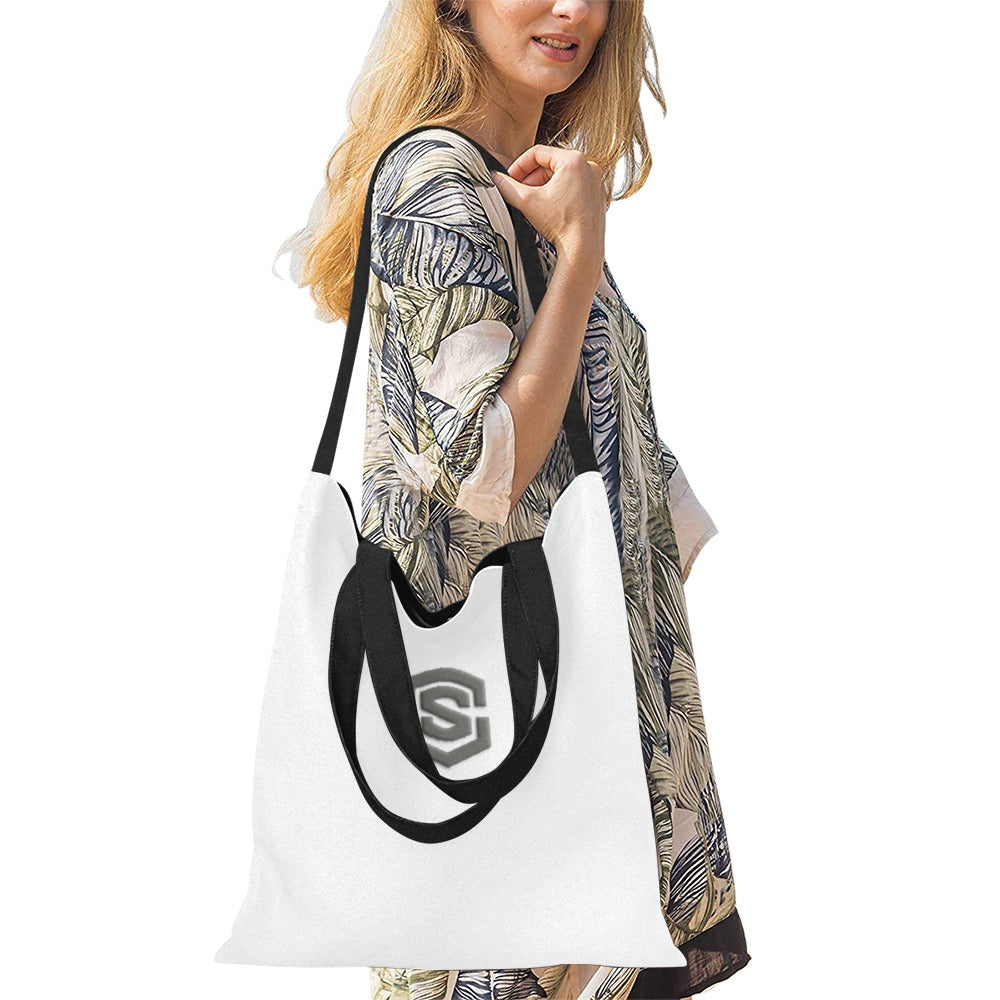 White All Over Print Canvas Tote Bag With Grey Logo All Over Print Canvas Tote Bag(Model1698)(Medium)