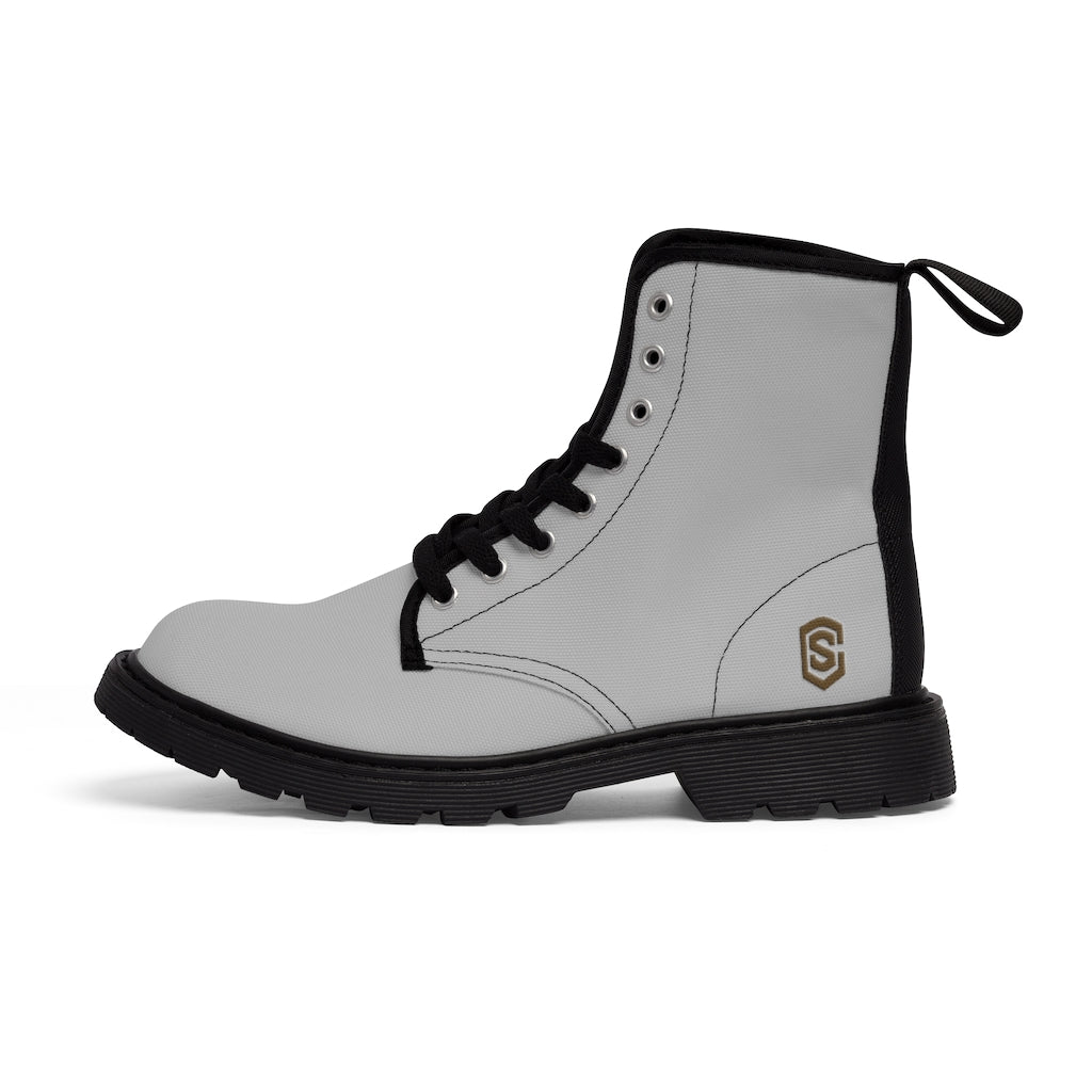 Grey Men's Canvas Boots Brown Logo