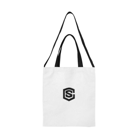 White All Over Print Canvas Tote Bag With Black Logo All Over Print Canvas Tote Bag(Model1698)(Medium)