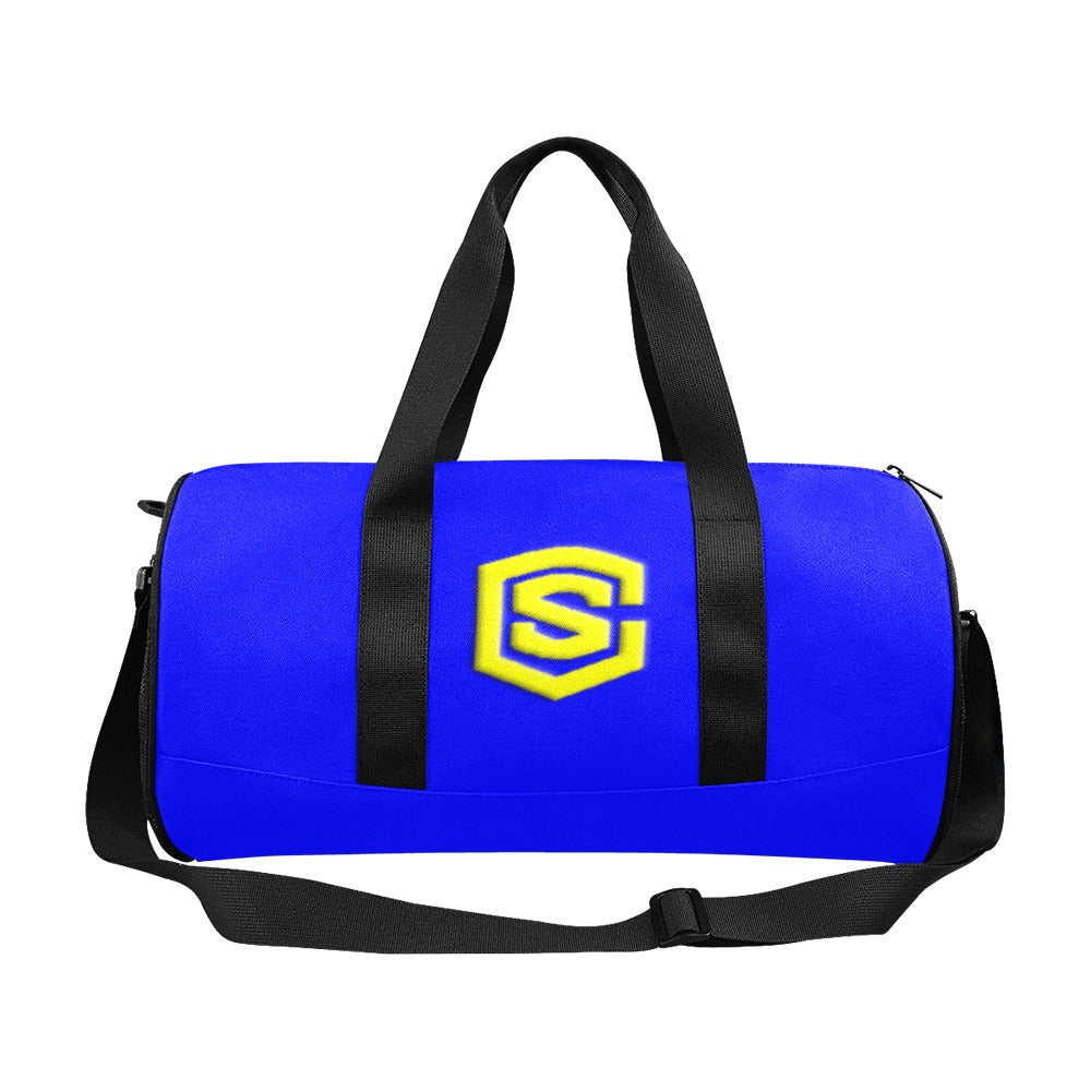 BLUE TRAVEL BAG WITH YELLOW LOGO Travel Duffel Bags (Model 1679)