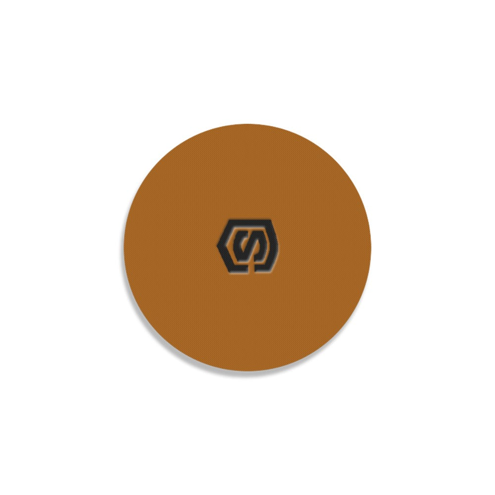 Brown Round Coaster with Black Logo Round Coaster