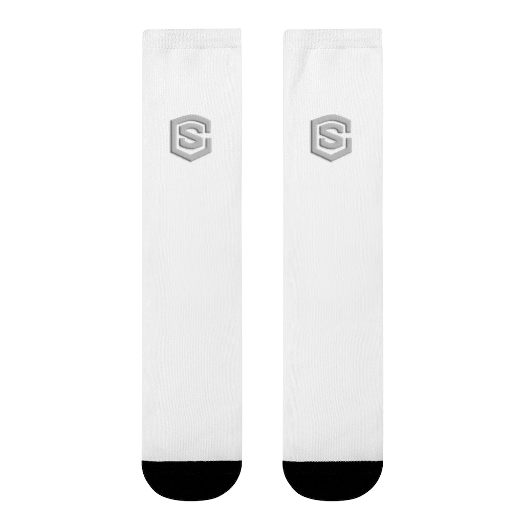 white Sublimation Crew Socks (EU) Silver Logo