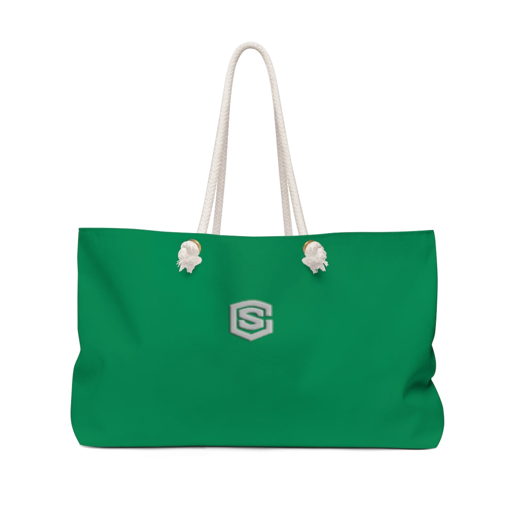 Green Weekender Bag Silver Logo