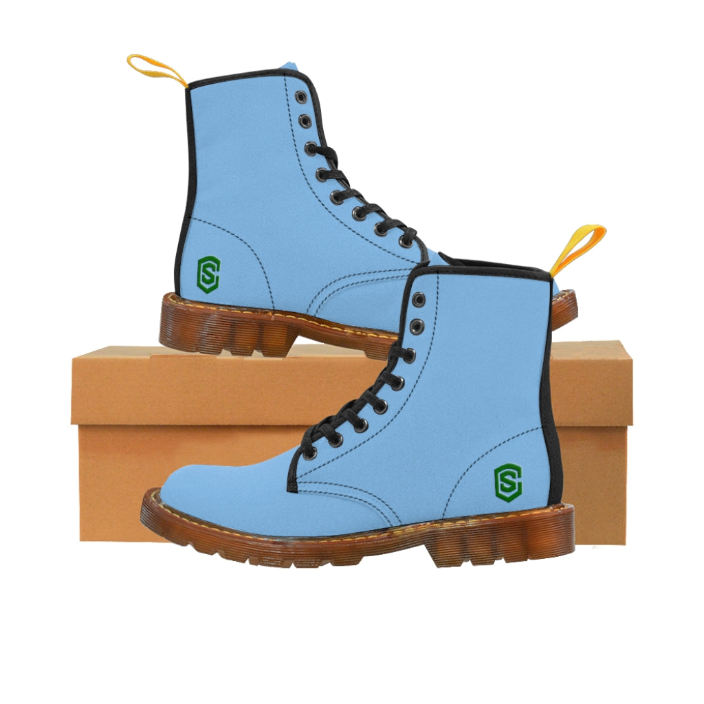 Blue Men's Canvas Boots Green Logo