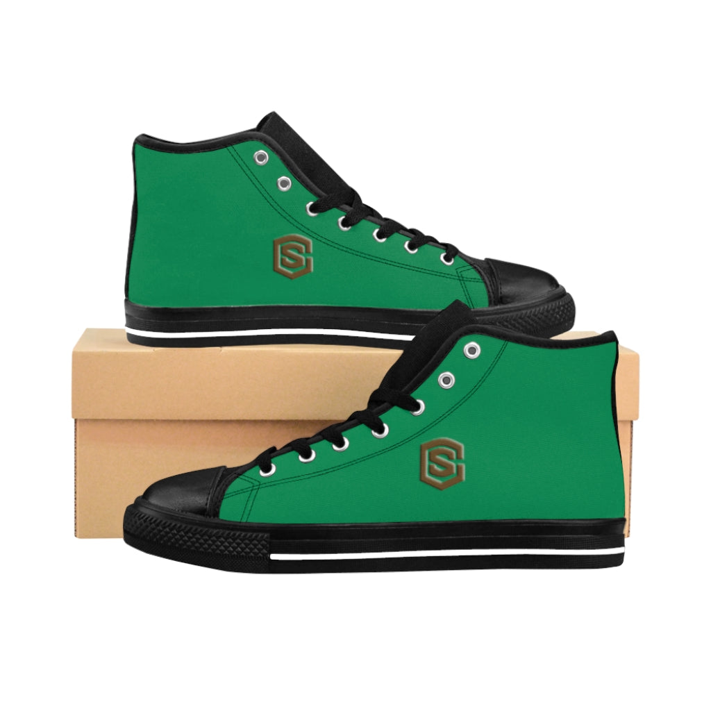 green Men's High-top Sneakers Brown logo
