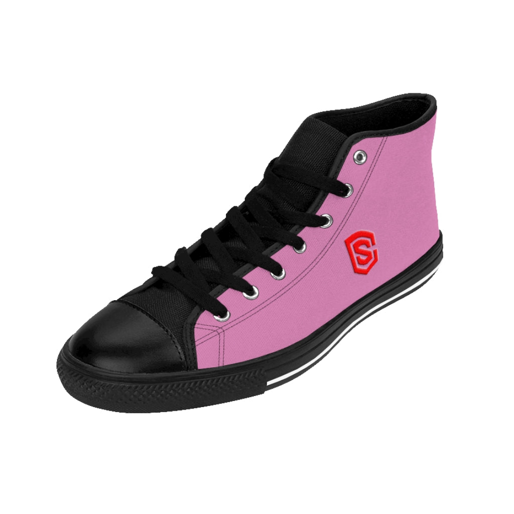 pink Men's High-top Sneakers - red logo