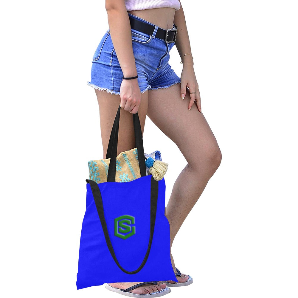 Blue All Over Print Canvas Tote Bag With Green Logo All Over Print Canvas Tote Bag(Model1698)(Medium)