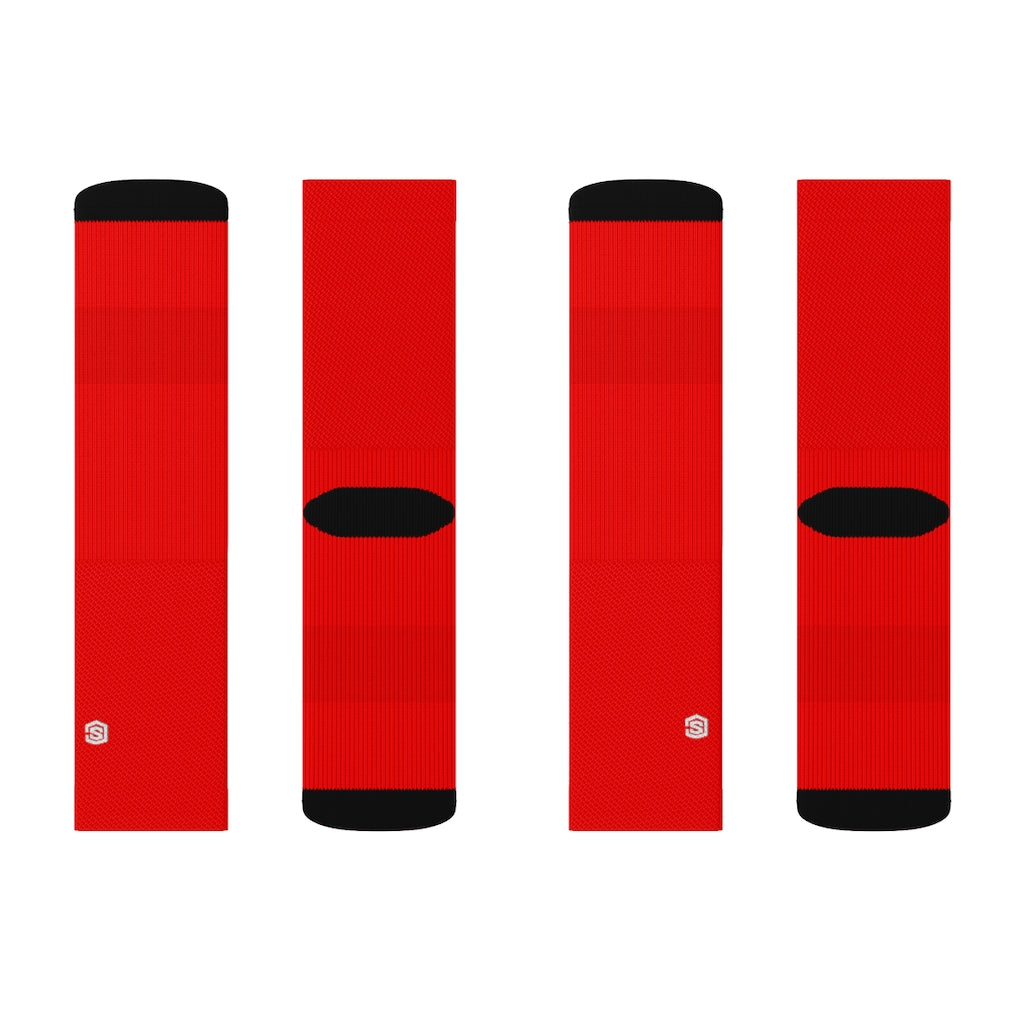 Red Sublimation Socks with White Logo