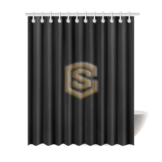 Black Shower Curtain 69"x84" with Brown Logo Shower Curtain 69"x84"