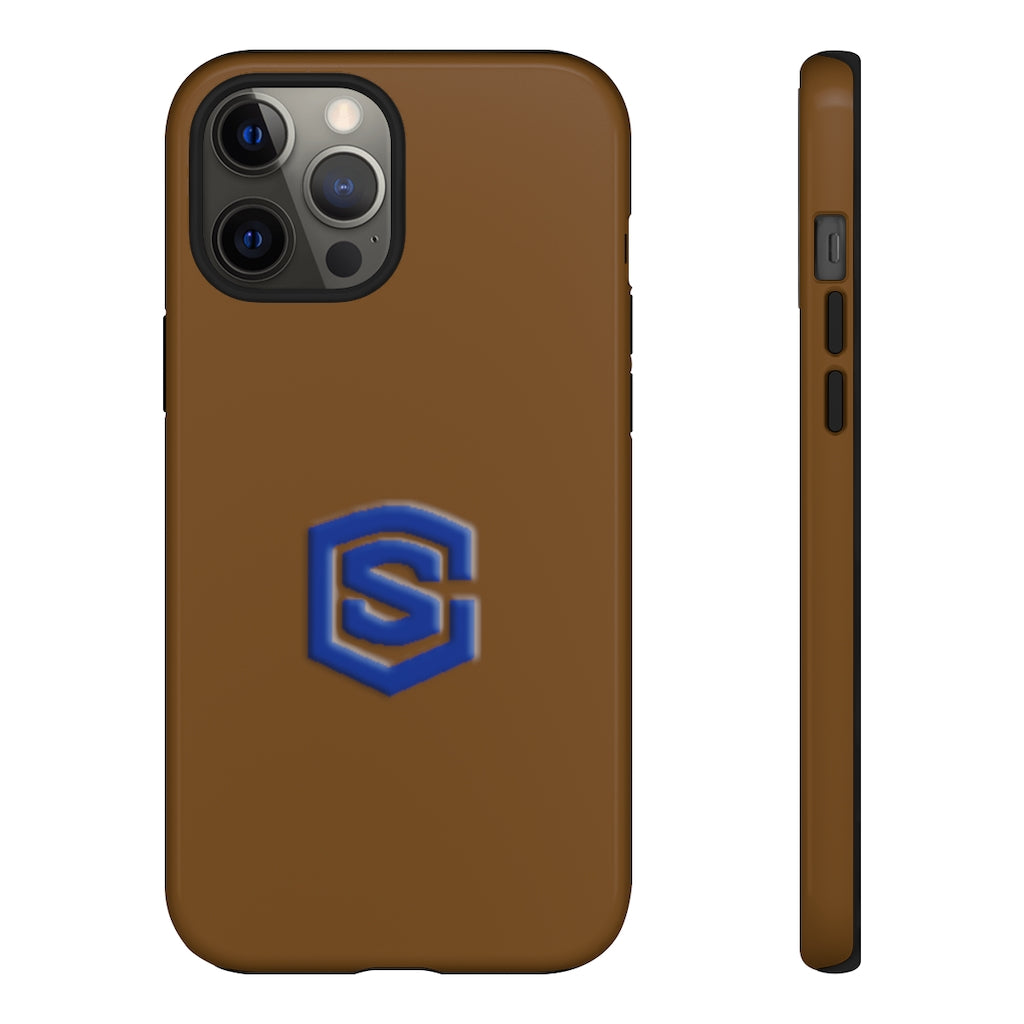 Brown Tough Cases Blue Logo