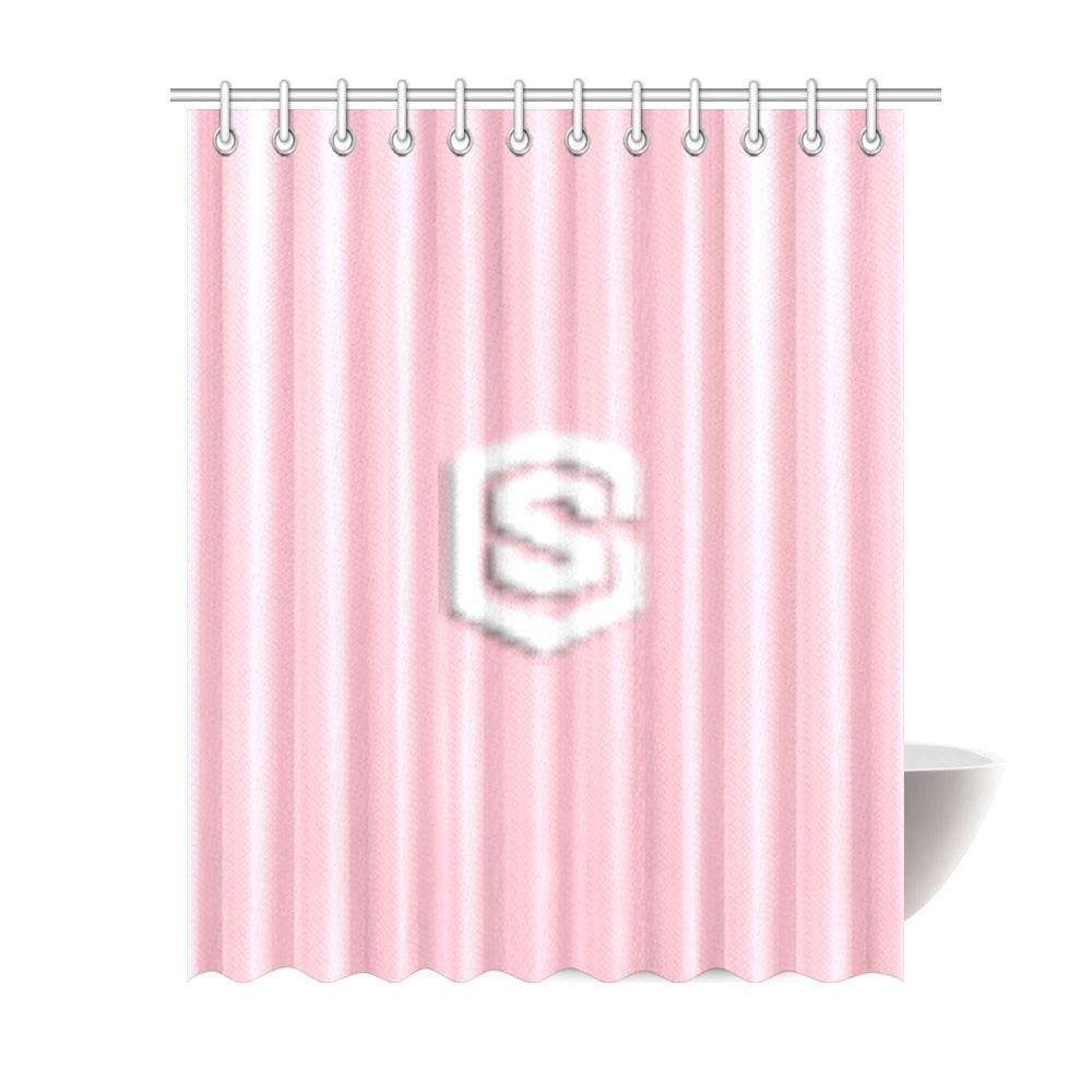 Pink Shower Curtain 69"x84" with White Logo Shower Curtain 69"x84"