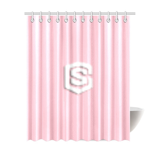 Pink Shower Curtain 69"x84" with White Logo Shower Curtain 69"x84"