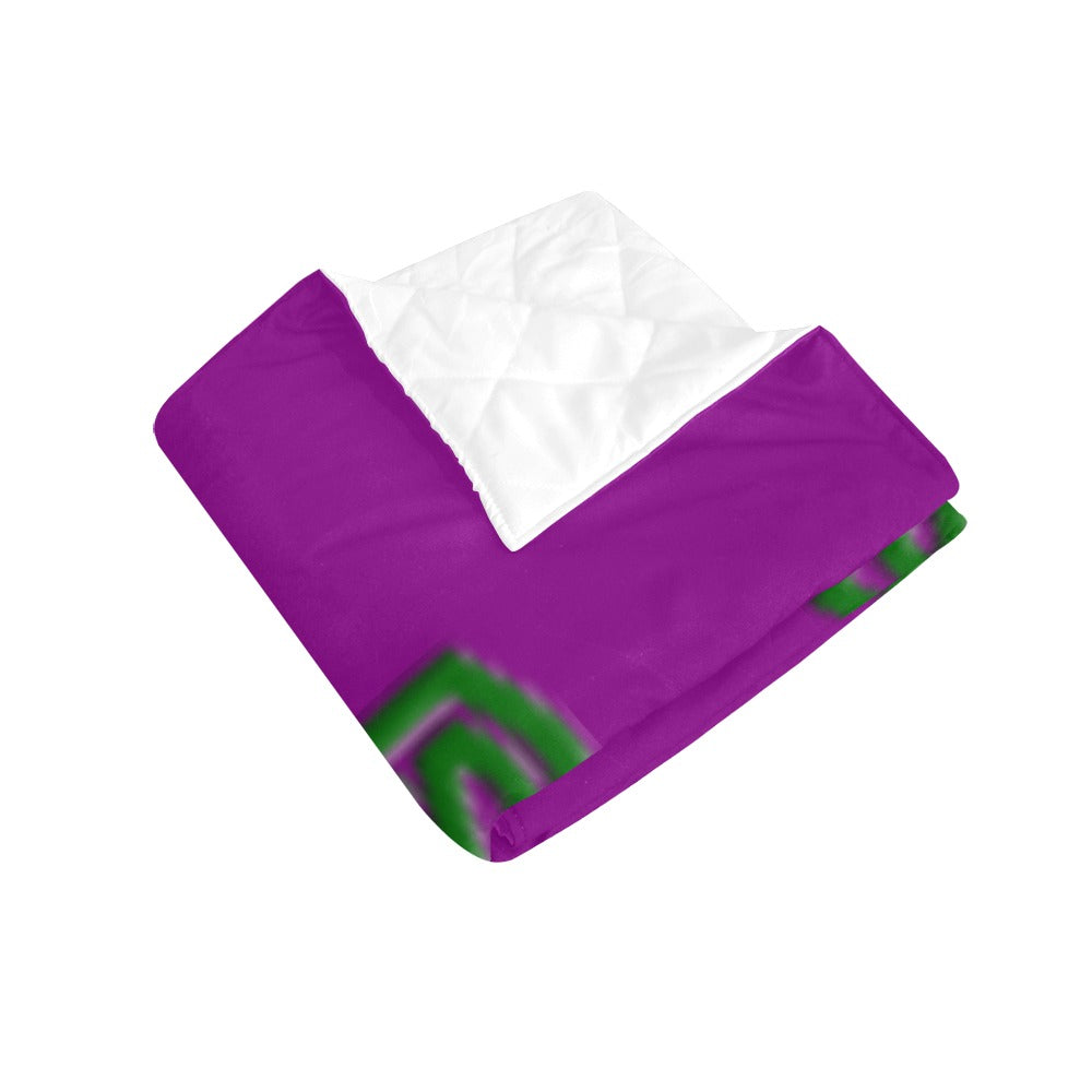 Purple Quilt with Green Logo Custom Quilt  70" x 80"