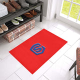 Red Door Mat with Blue Logo Doormat 24" x 16" (Sponge Material)