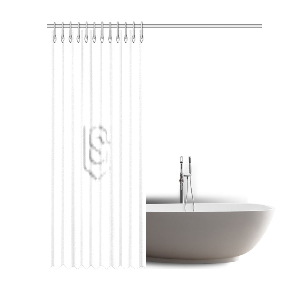 White Shower Curtain 69"x84" with White Logo Shower Curtain 69"x84"