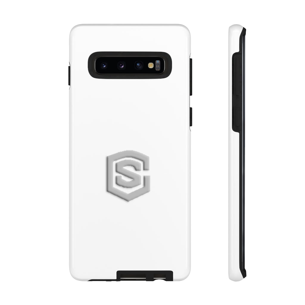 White Tough Cases Silver Logo
