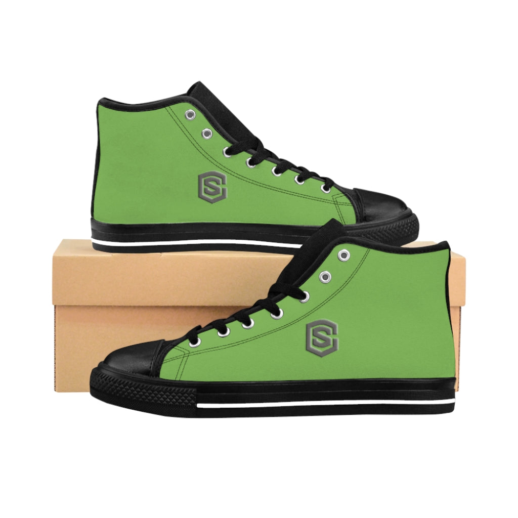 green Men's High-top Sneakers Silver logo