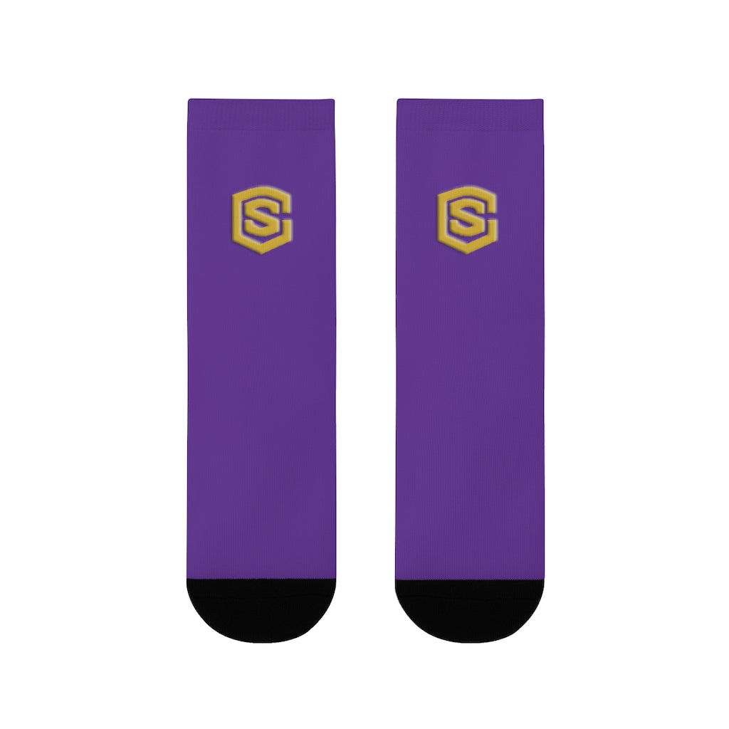 purple Sublimation Crew Socks (EU) Gold Logo