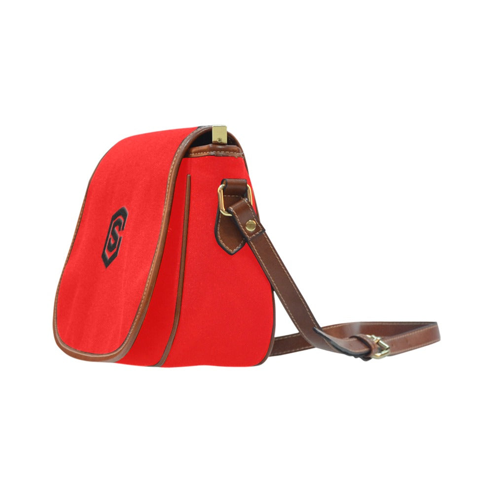 RED Saddle Bag WITH BLACK LOGO Saddle Bag (Model 1649) (Small)