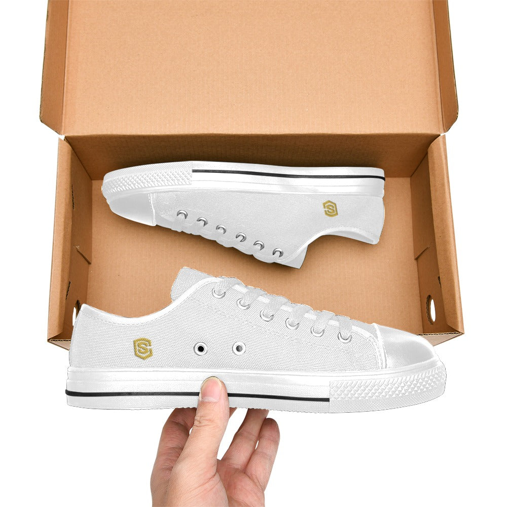 Gold Logo Men's Classic Canvas Shoes (Model 018)