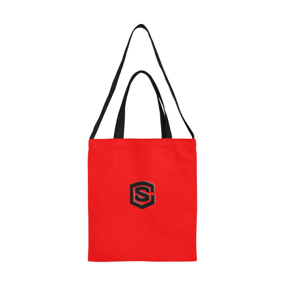 Red All Over Print Canvas Tote Bag With Black Logo All Over Print Canvas Tote Bag(Model1698)(Medium)