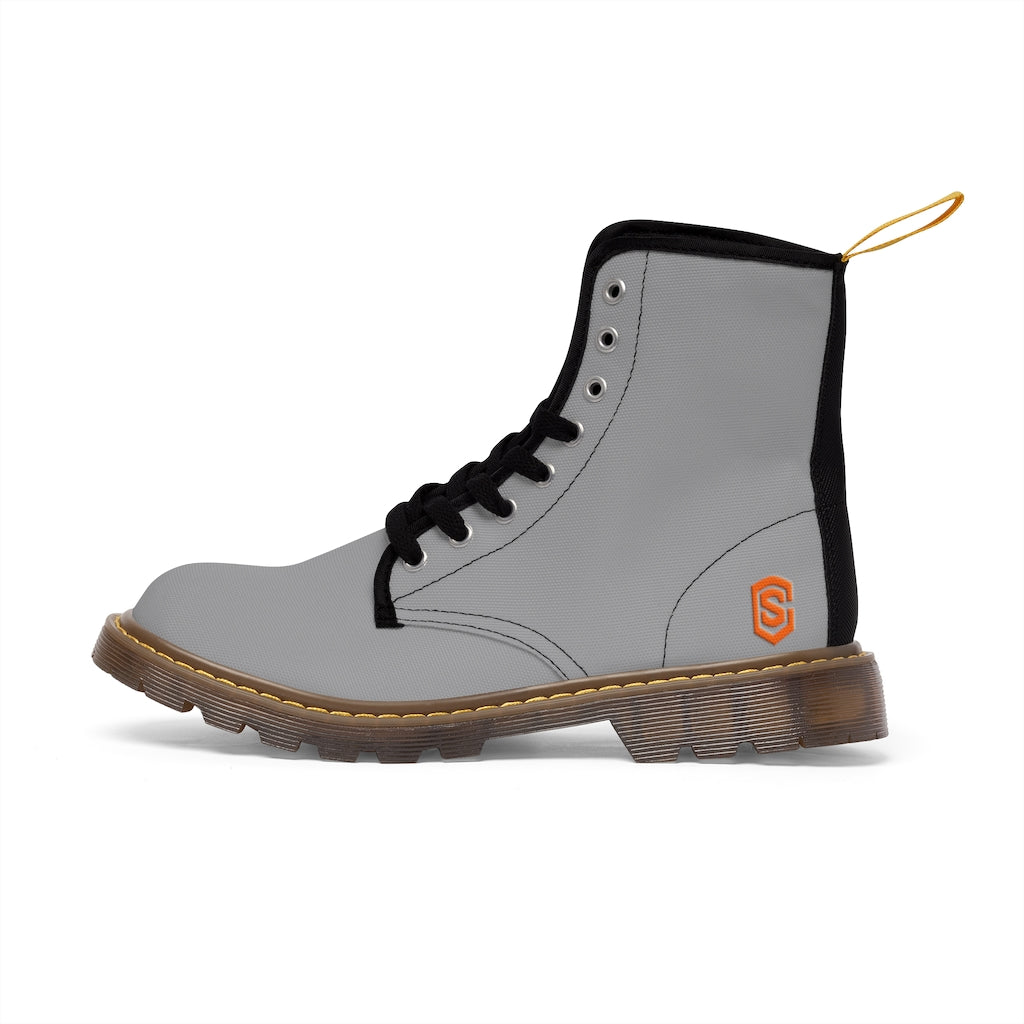 Grey Men's Canvas Boots Orange Logo