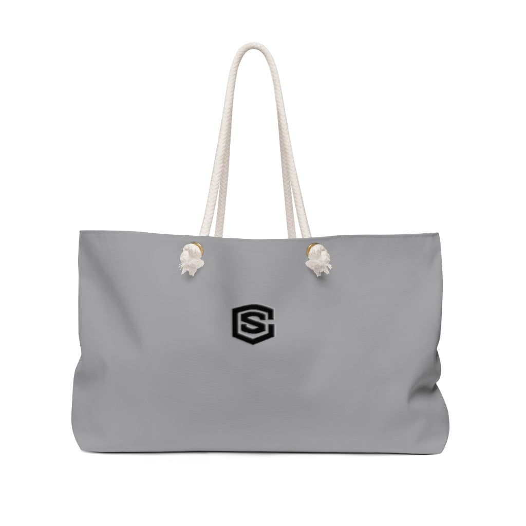 Grey Weekender Bag Black Logo