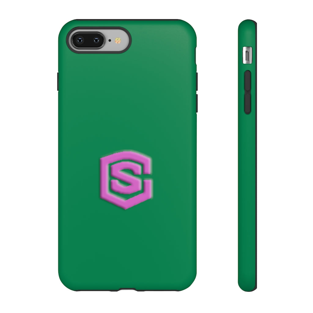 Green Tough Cases Pink Logo