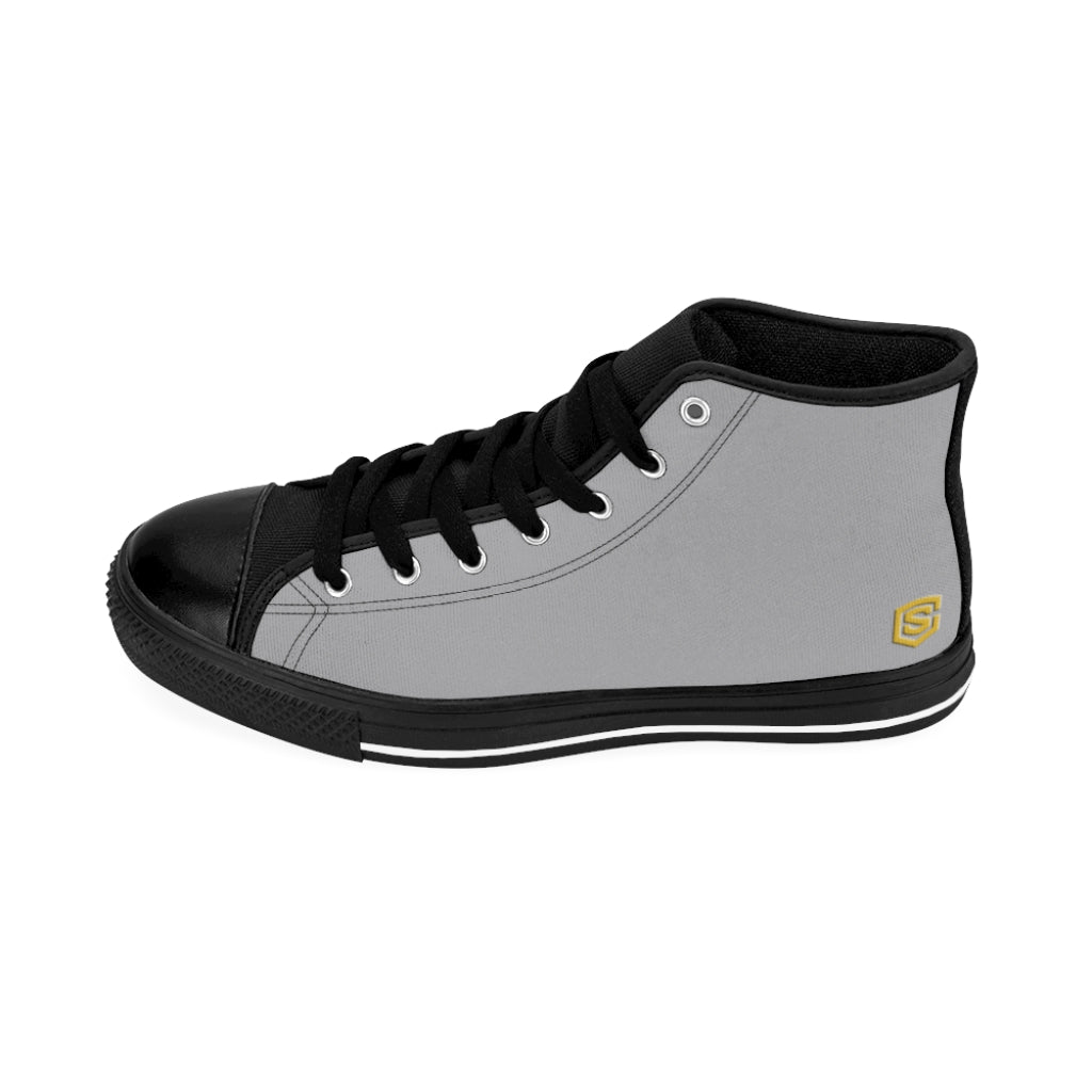 grey Women's High-top Sneakers Gold logo