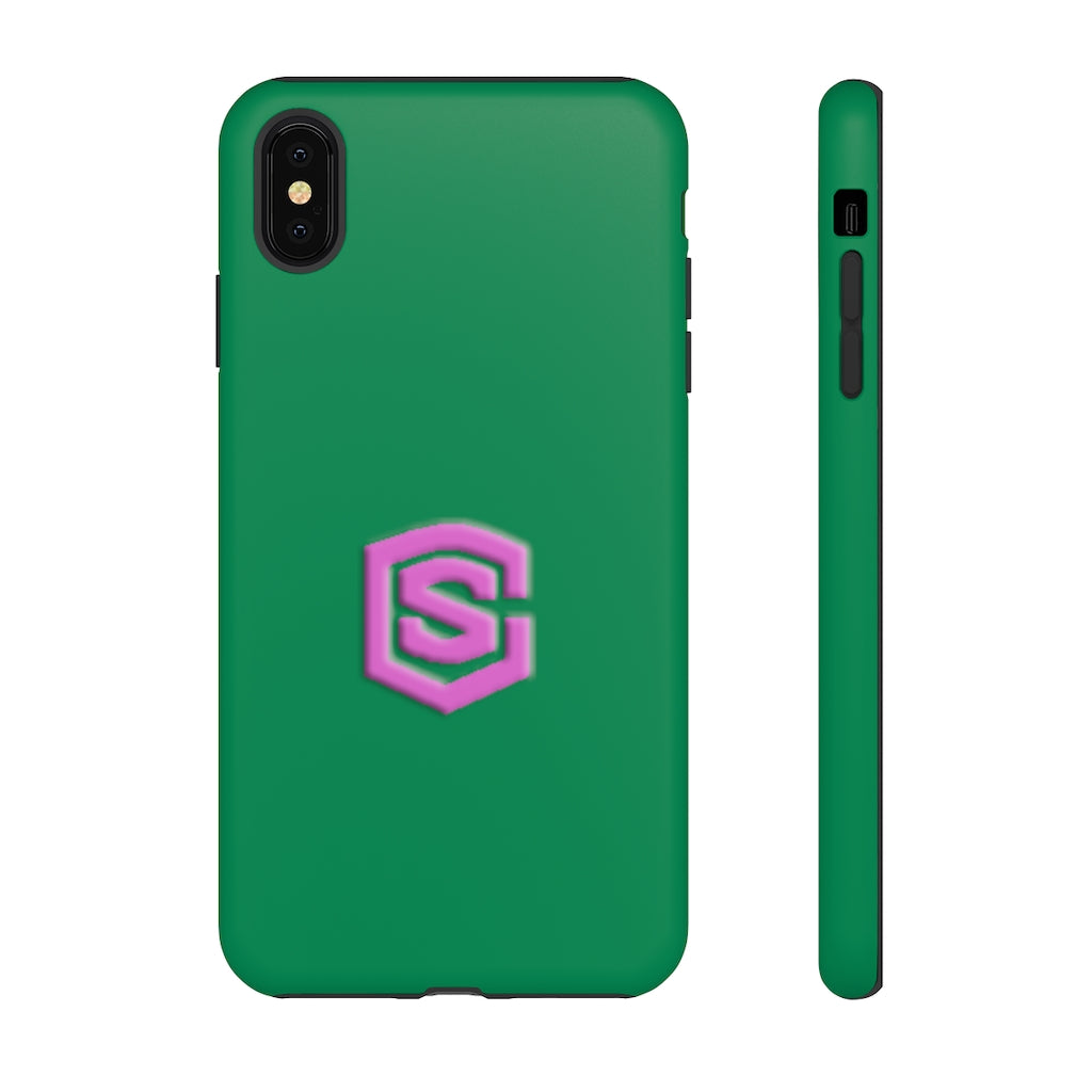 Green Tough Cases Pink Logo
