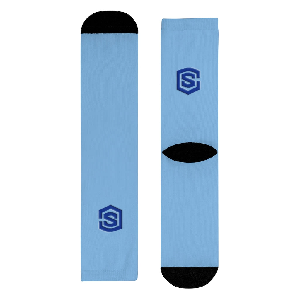 blue Sublimation Crew Socks (EU) Blue Logo