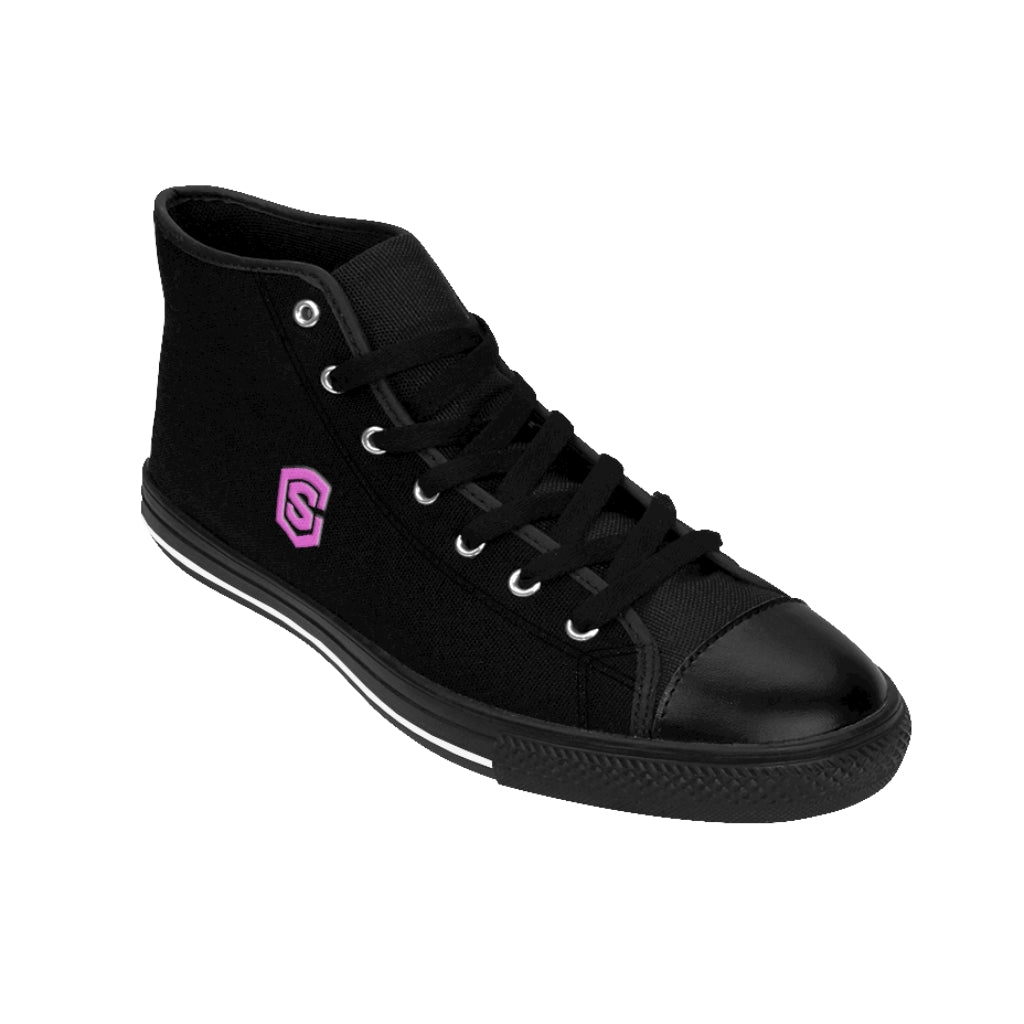 Black Men's High-top Sneakers - pink logo