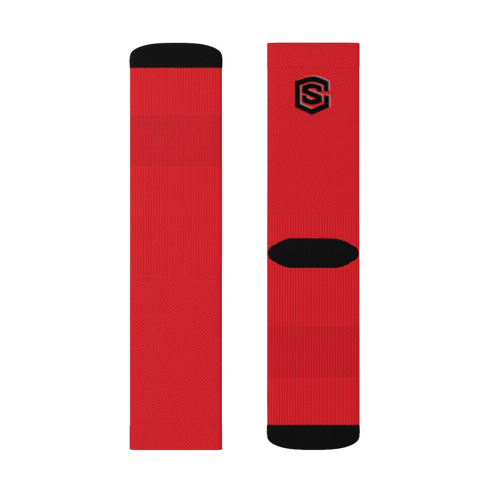 Red Sublimation Socks Black Logo