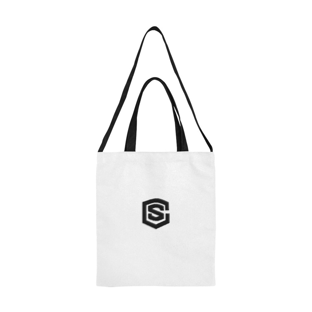 White All Over Print Canvas Tote Bag With Black Logo All Over Print Canvas Tote Bag(Model1698)(Medium)