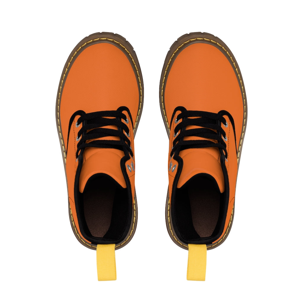 Orange Men's Canvas Boots Yellow Logo