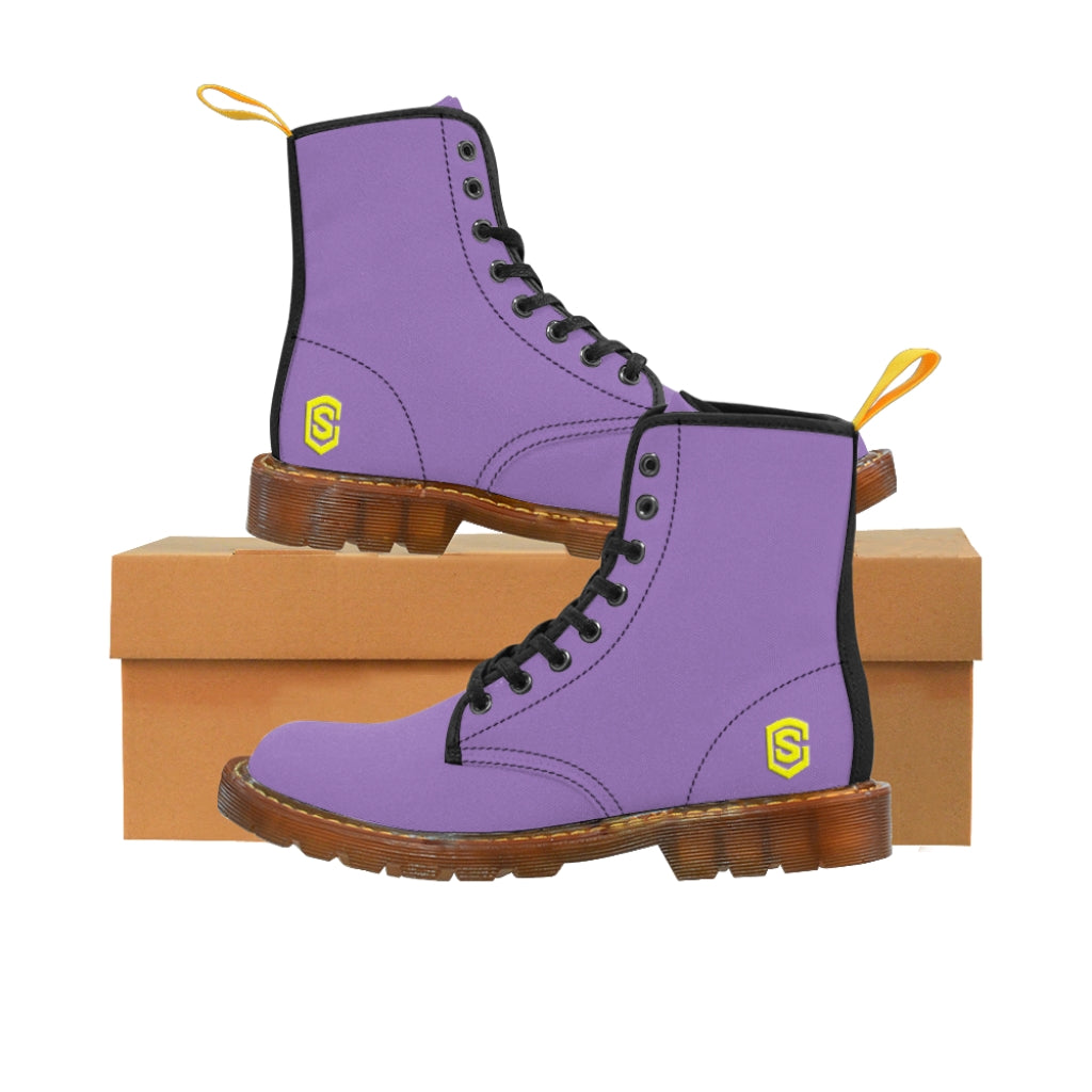 violet Men's Canvas Boots Yellow Logo