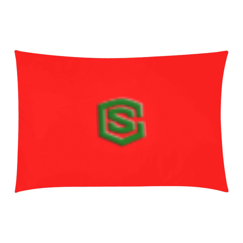 Red 3-Piece Bedding Set (1 Duvet Cover 86"x70"; 2 Pillowcases 20"x30")(One Side) wtih Green Logo 3-Piece Bedding Set (1 Duvet Cover 86"x70"; 2 Pillowcases 20"x30")(One Side)