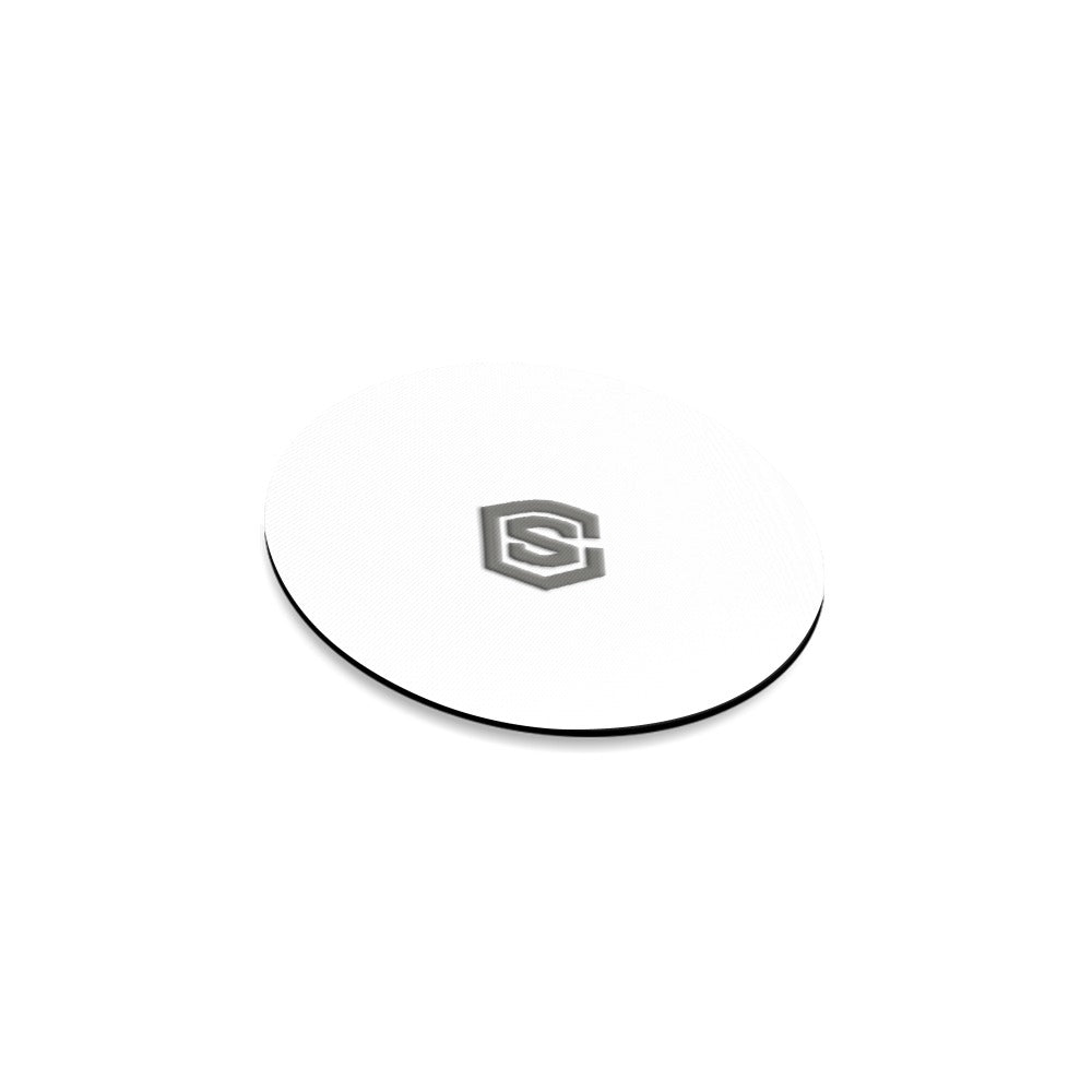 White Round Coaster with Gray Logo Round Coaster