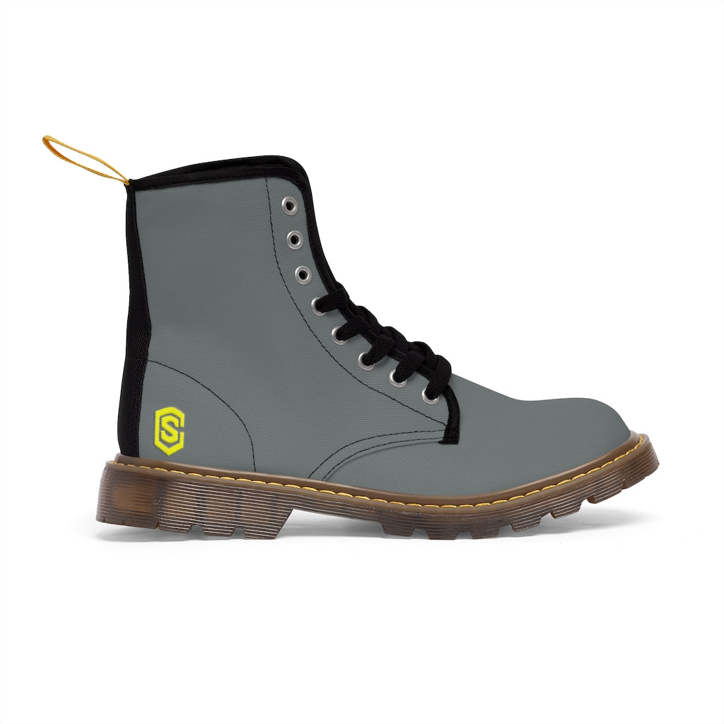 Grey Men's Canvas Boots Yellow Logo