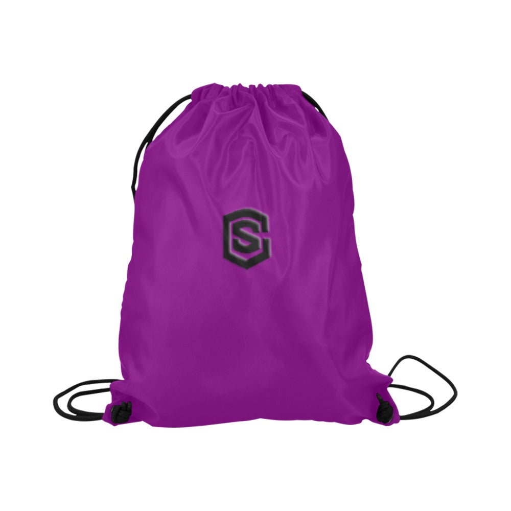 Purple Drawstring Bags Large With Black Logo Drawstring Bags (Model 1604) (Large)