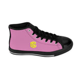 pink Men's High-top Sneakers - yellow logo