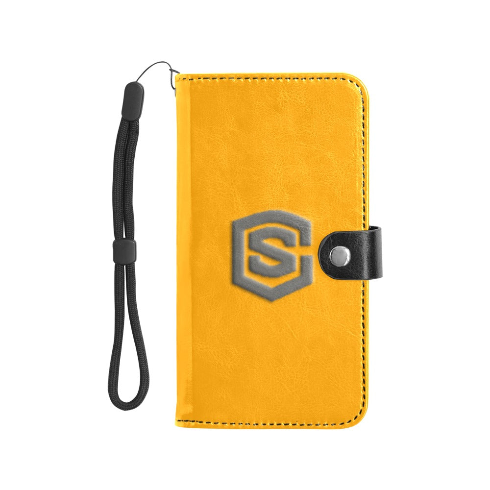 Orange Flip Leather Purse for Mobile Phone(Model1703)(Large) with Gray Logo Flip Leather Purse for Mobile Phone(Model1703)(Large)