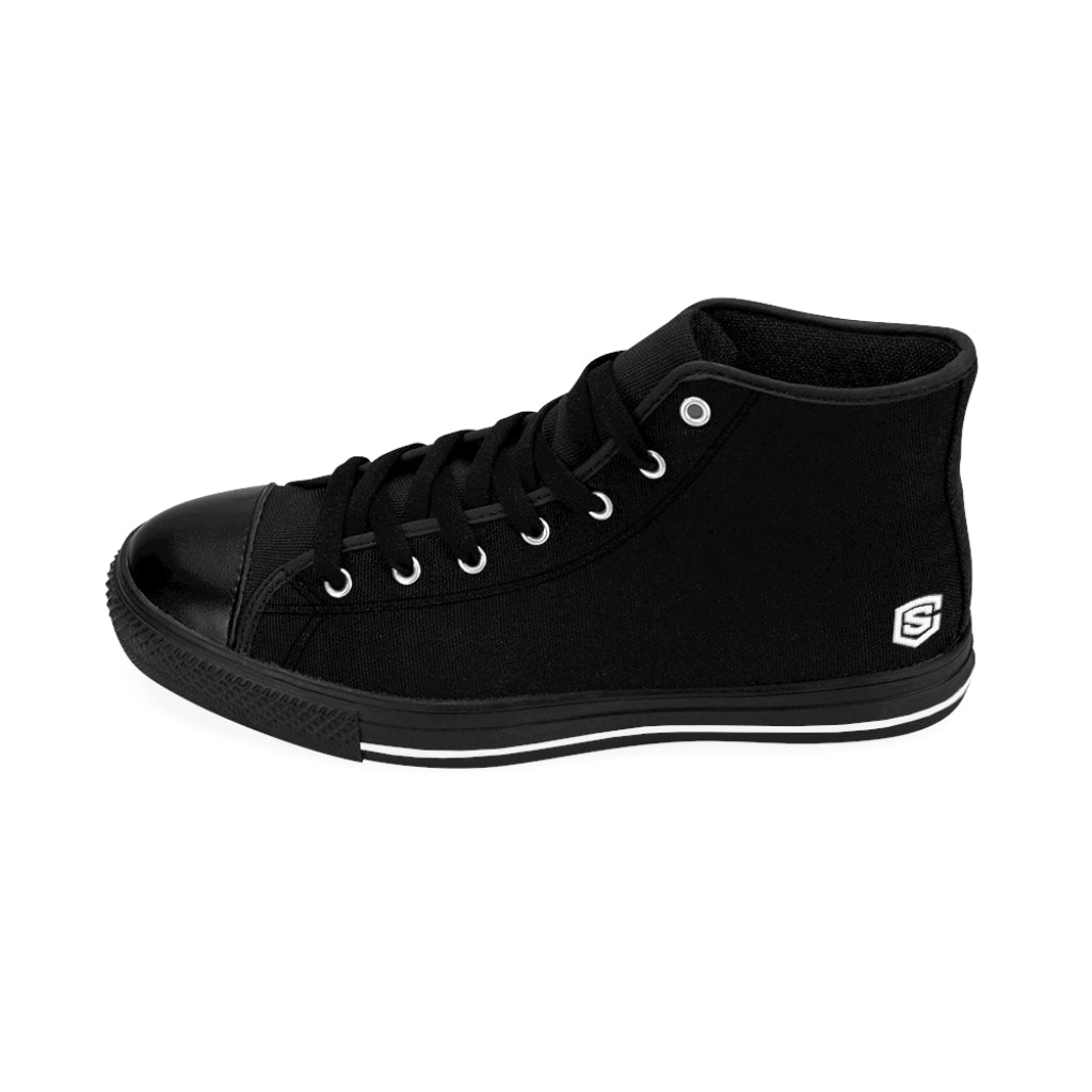 Black Women's High-top Sneakers White logo