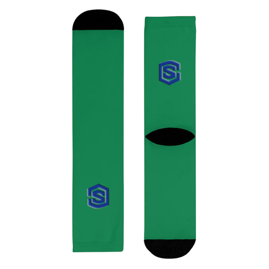 green Sublimation Crew Socks (EU) Blue Logo