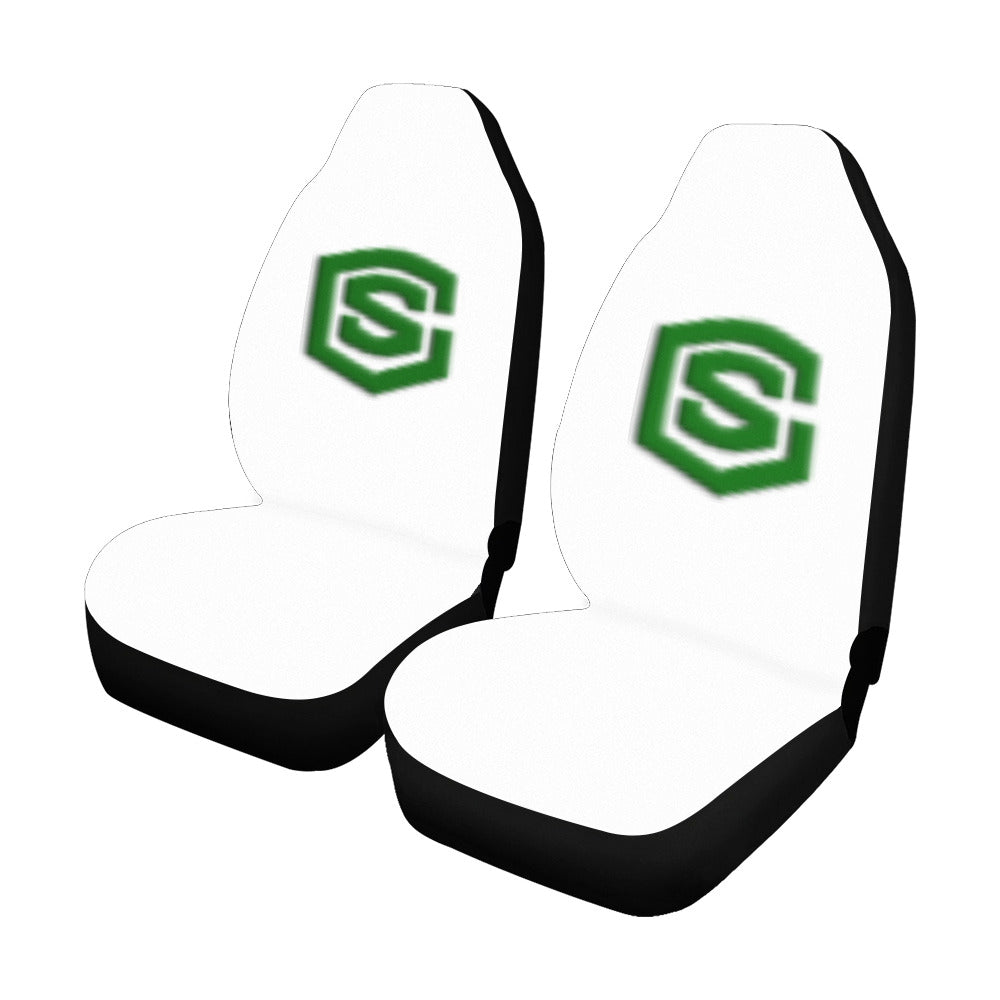 White Car Seat Covers Green Logo Car Seat Covers (Set of 2)