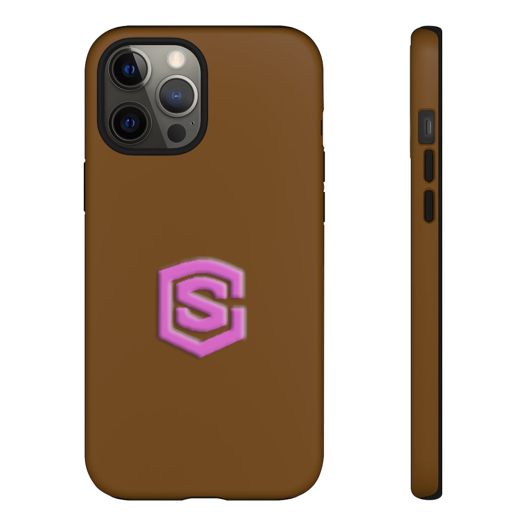 Brown Tough Cases Pink Logo