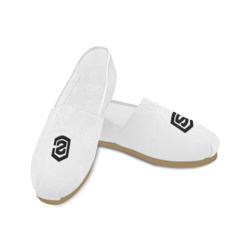 WHITE Casual Canvas Women's WITH BLACK LOGO Casual Canvas Women's Shoes (Model 004) (Designs are mirrored)
