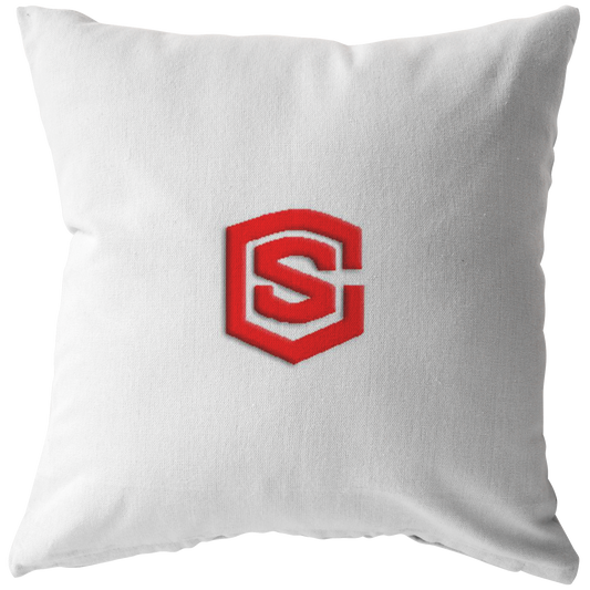 WHITE PILLOW RED LOGO