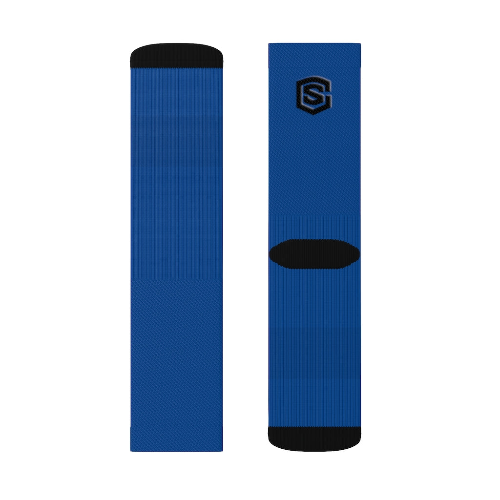 Blue Sublimation Socks Black Logo
