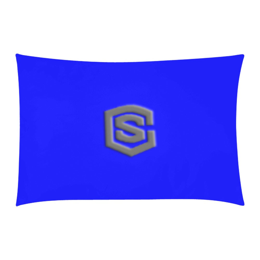 Blue 3-Piece Bedding Set (1 Duvet Cover 86"x70"; 2 Pillowcases 20"x30")(One Side) wtih Gray Logo 3-Piece Bedding Set (1 Duvet Cover 86"x70"; 2 Pillowcases 20"x30")(One Side)